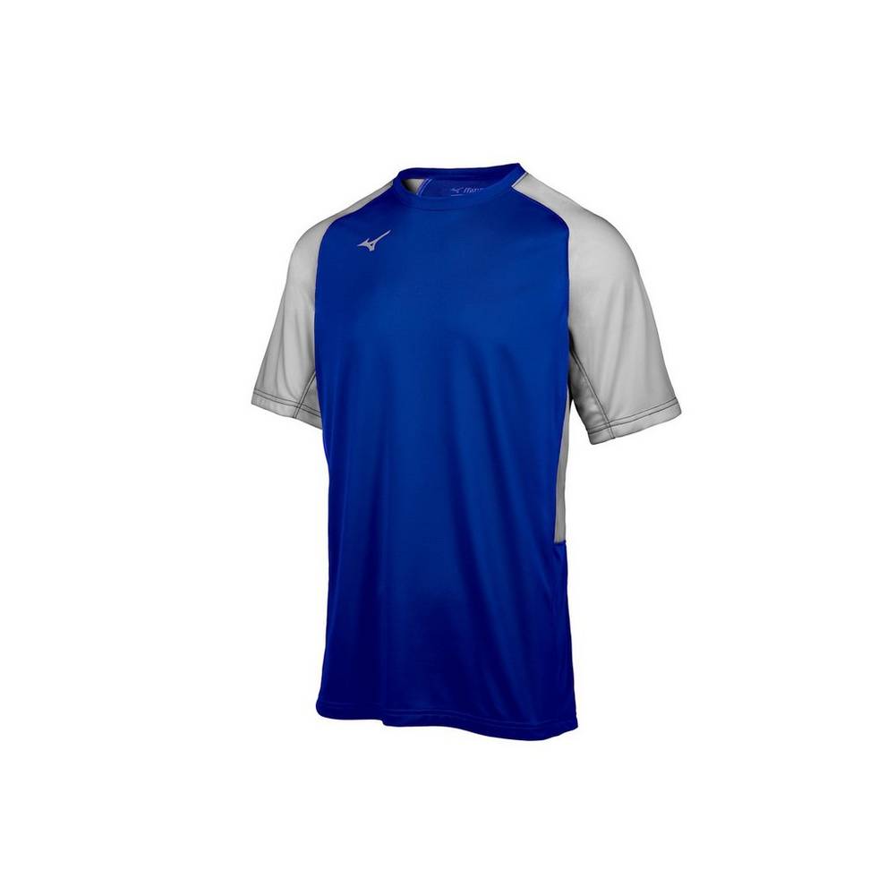 Maglia Mizuno Baseball Aerolite Crew Uomo - Blu Reale/Grigie - 02538-ORIW